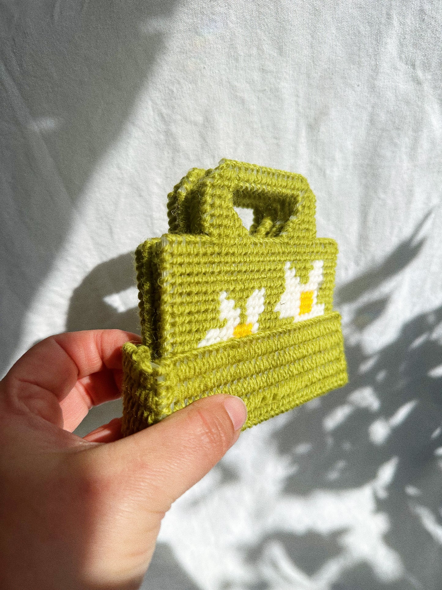 Vintage Green Cross Stitch Daisy Coasters