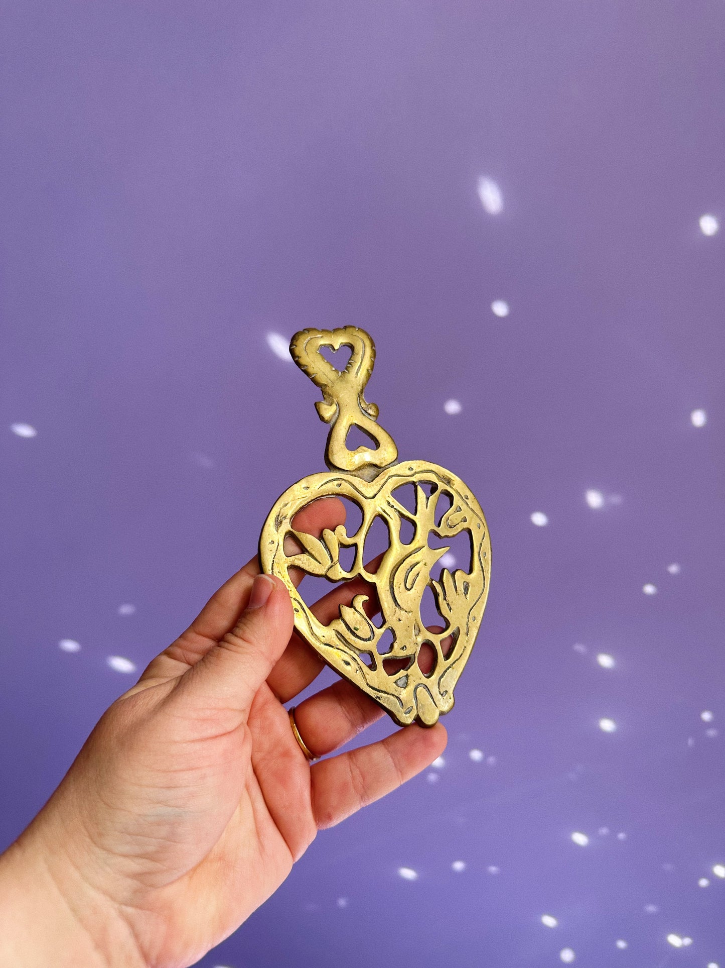 Vintage Cast Brass Bird Design Trivet