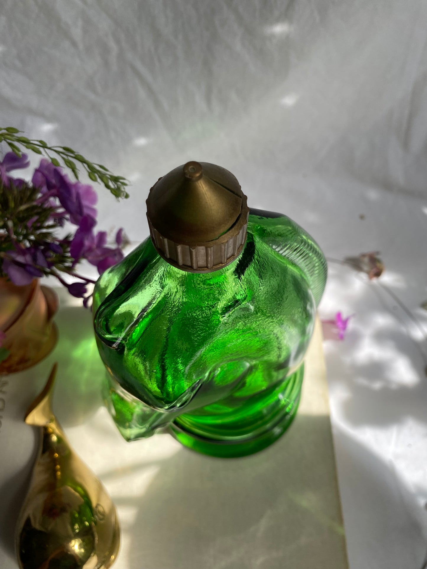 Vintage Italian Green Glass Horse Head Bottle