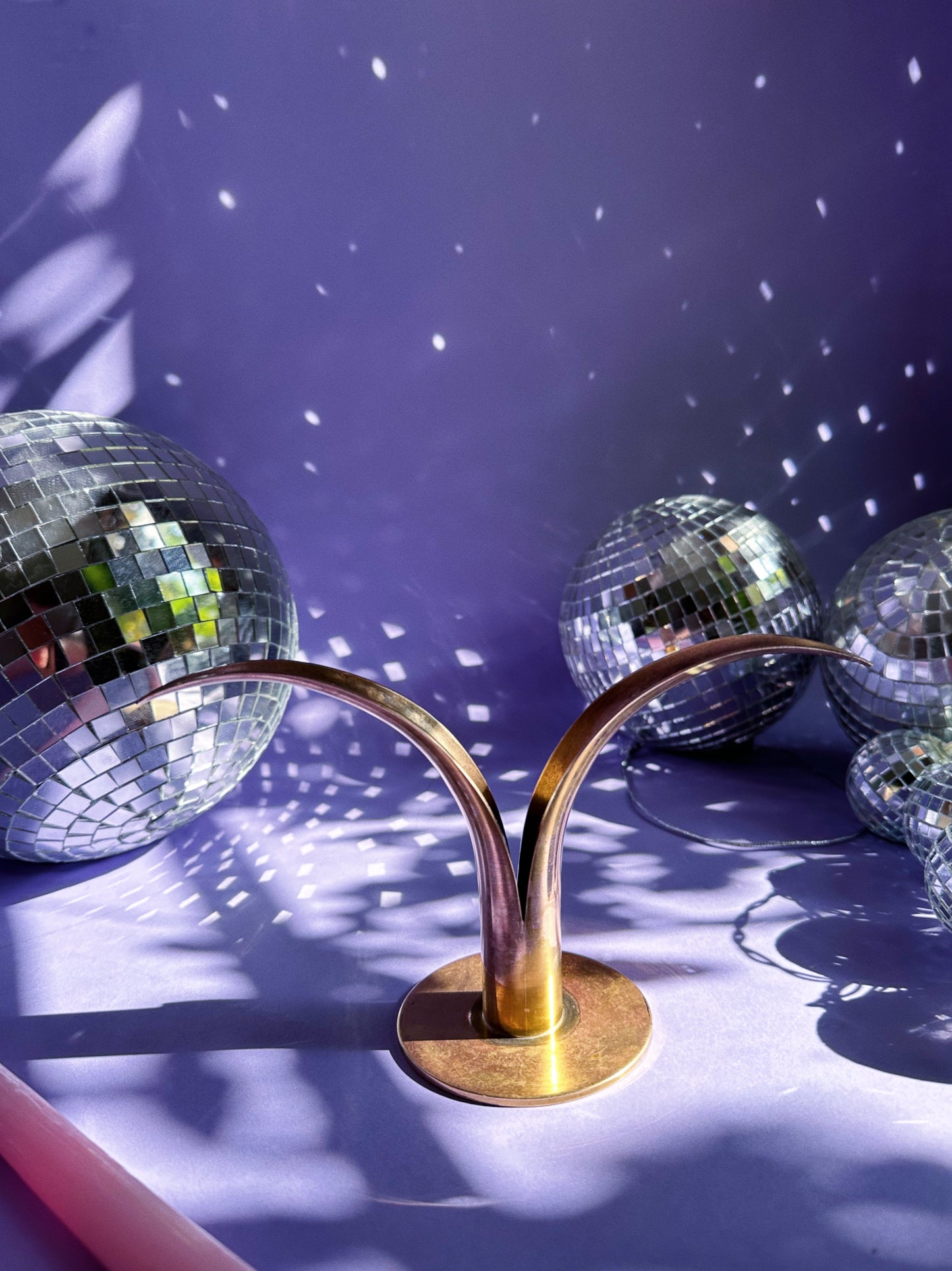 Mid Century Modern Lily Shaped Ystad Brass Metal Candlestick Candle Holders