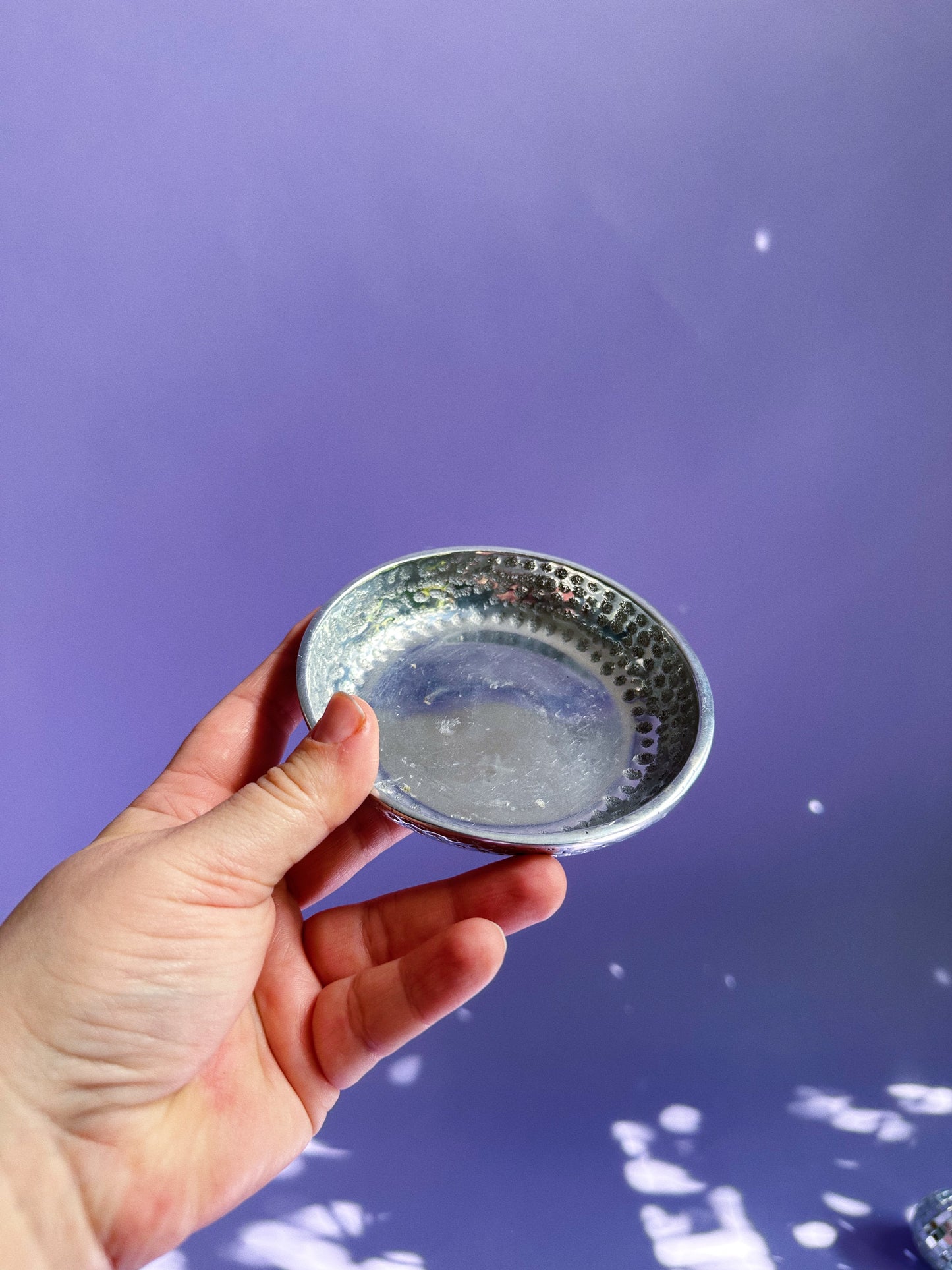 Vintage 80s Hammered Aluminum Catchall