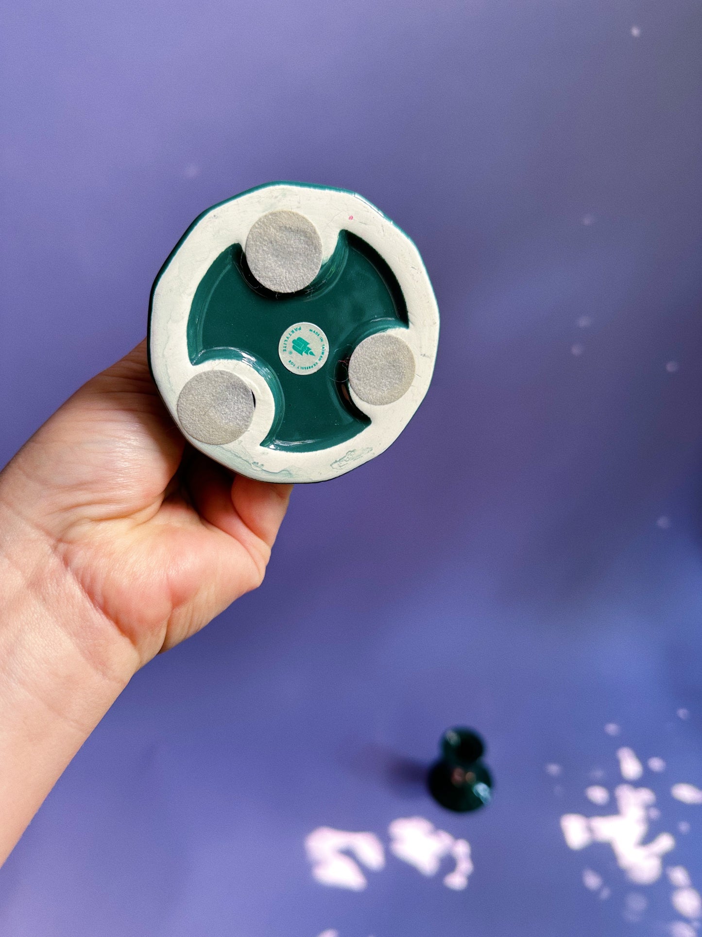 Vintage Ceramic Green Party Lite Candlesticks for Taper Candles