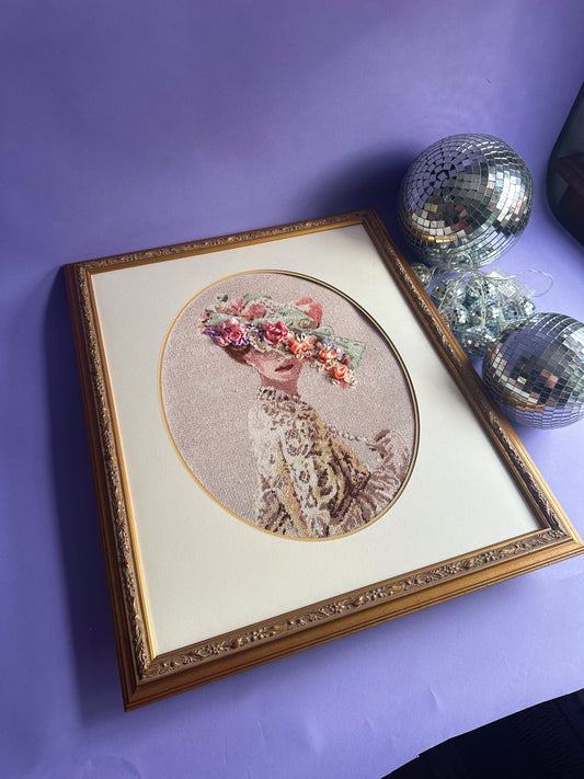 Dimensions Lady Victoria Complete Framed Needlepoint 3D Floral Embroidery 2425
