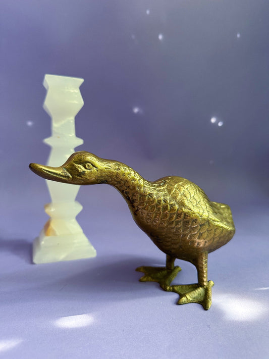 Vintage Brass Goose Sculpture