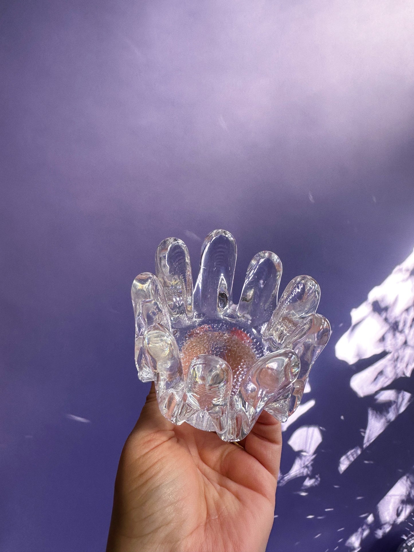 Vintage Goran Warff Kosta Boda Sunflower Glass Tea Light / Taper Holders