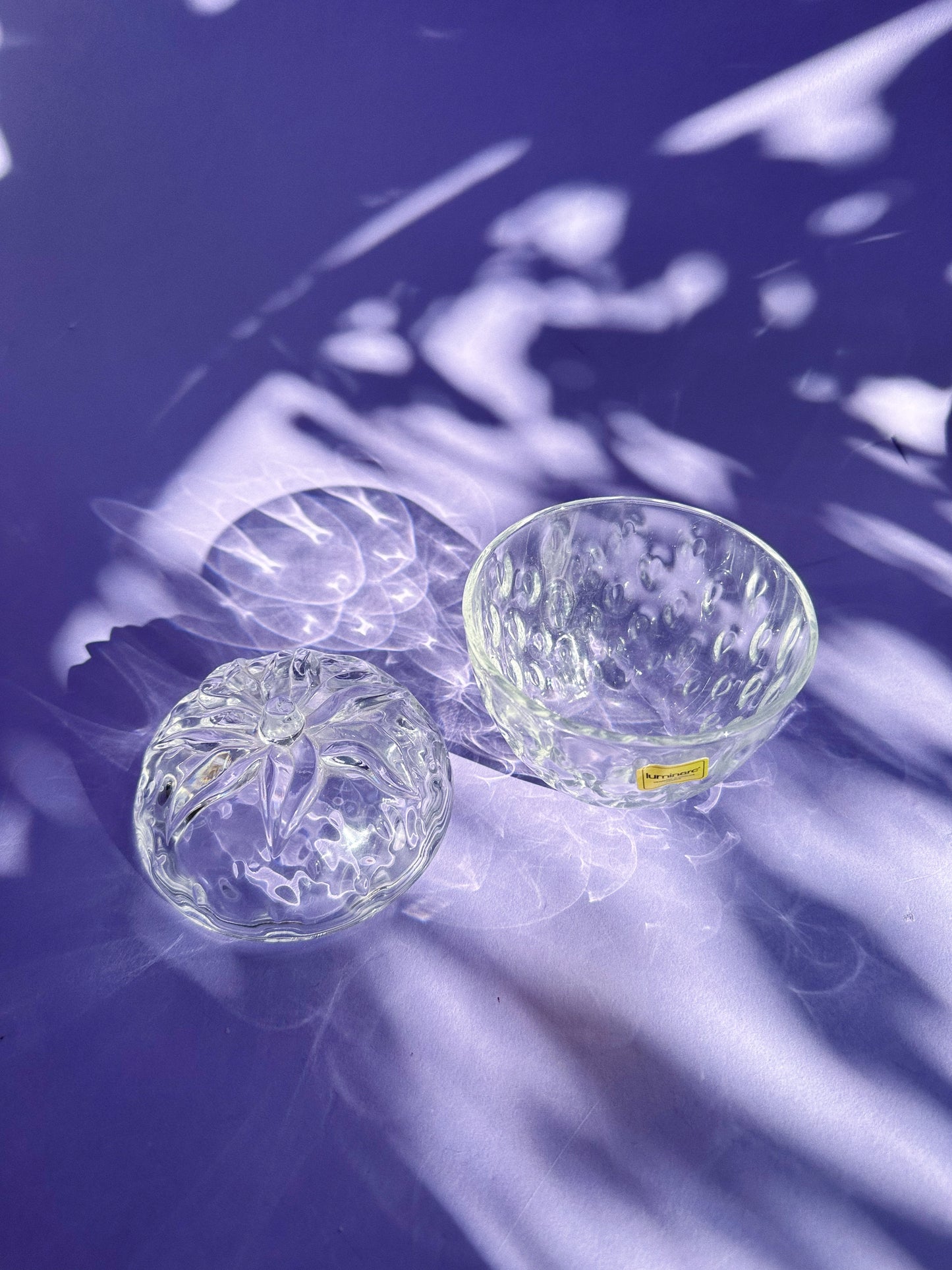 Vintage Luminarc Glass Strawberry Lidded Box Trinket Box Made in France