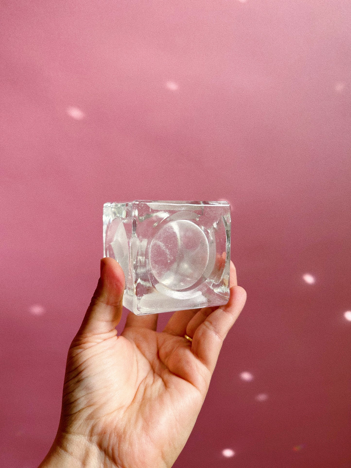 Vintage Heavy Moon Glass Tea Light Holder