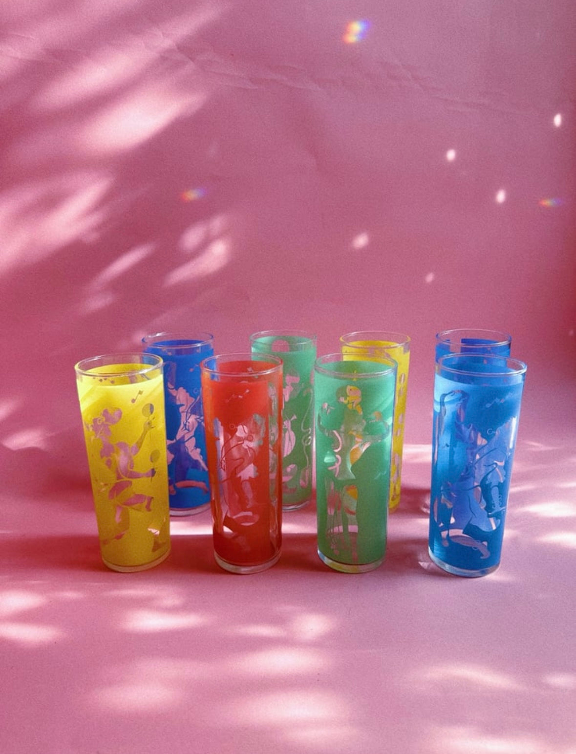 Vintage 1960s Set of 8 Mid Century Modern Cocktail Highball Glasses