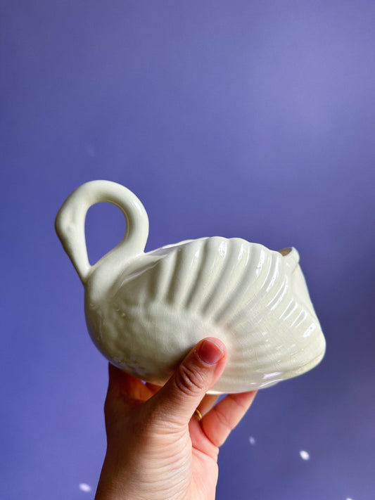 Vintage Ceramic Swan Planter / Cache Pot