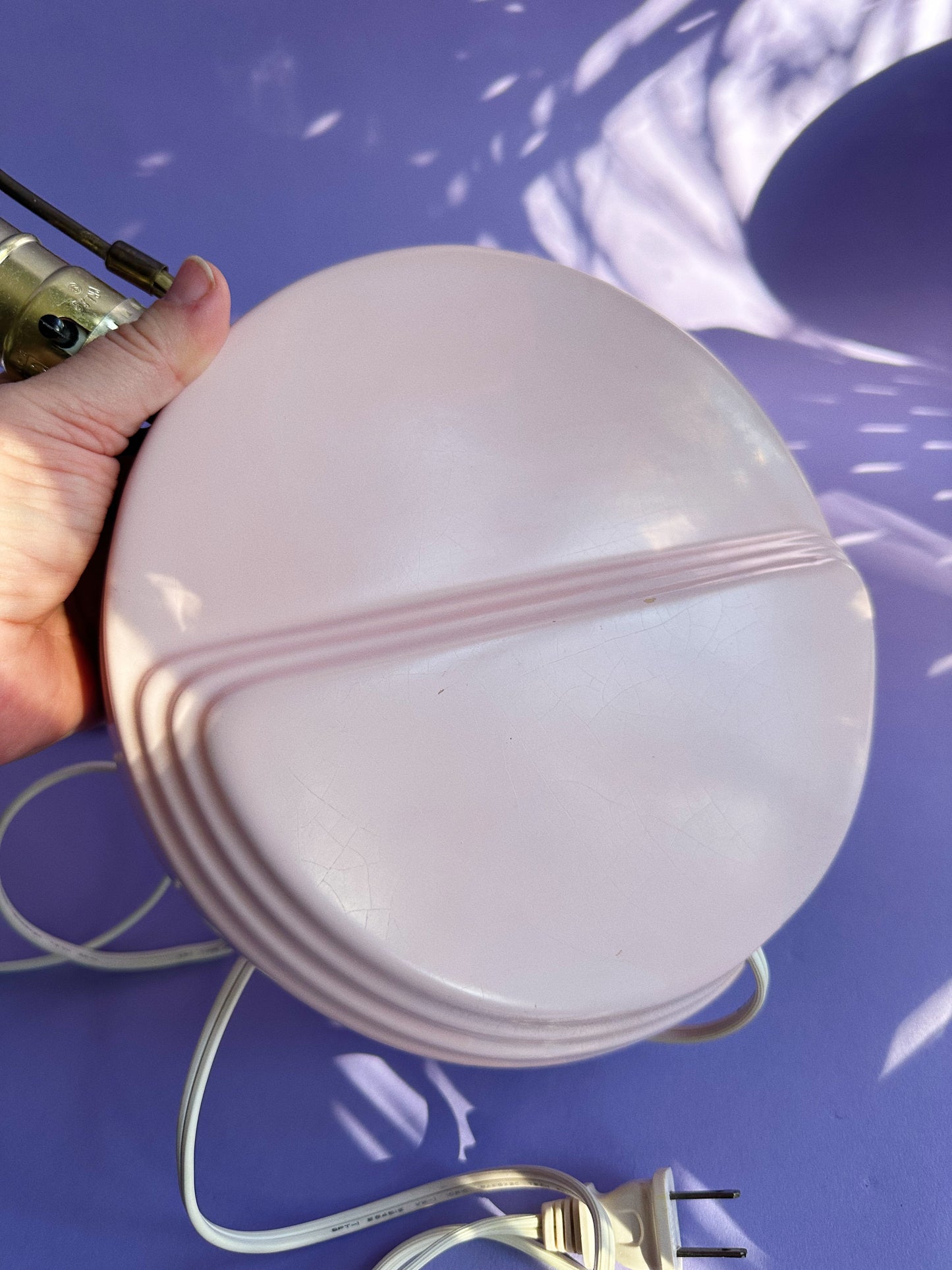 80s Blush Pink Table Lamp Ceramic Circular Asymmetrical Accent Lamp Deco Revival