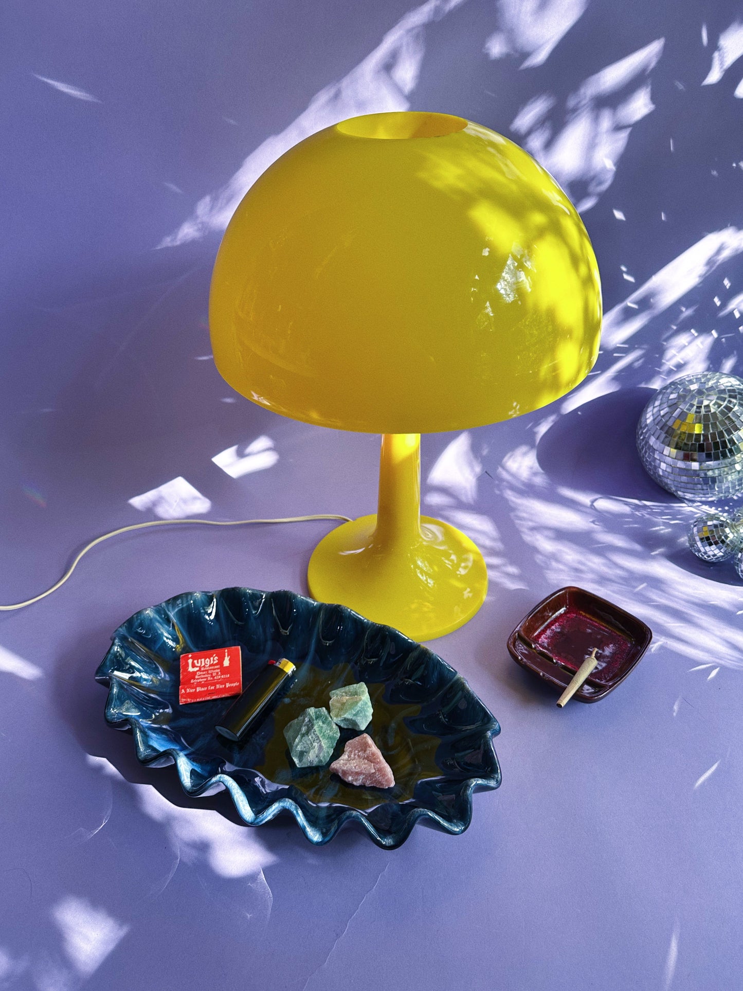 Artisan Made Blue Mountain Pottery Ruffled Dish Blue Dripped Glaze