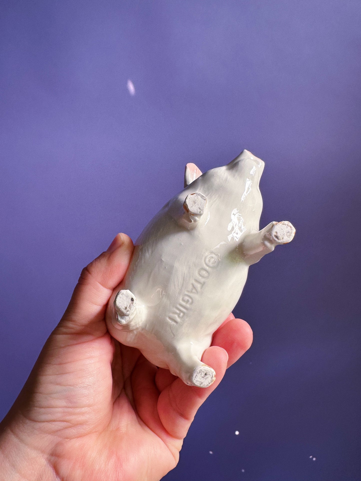 Vintage Otagiri Pig Sugar Dish Japan Hand Painted Nose Chip