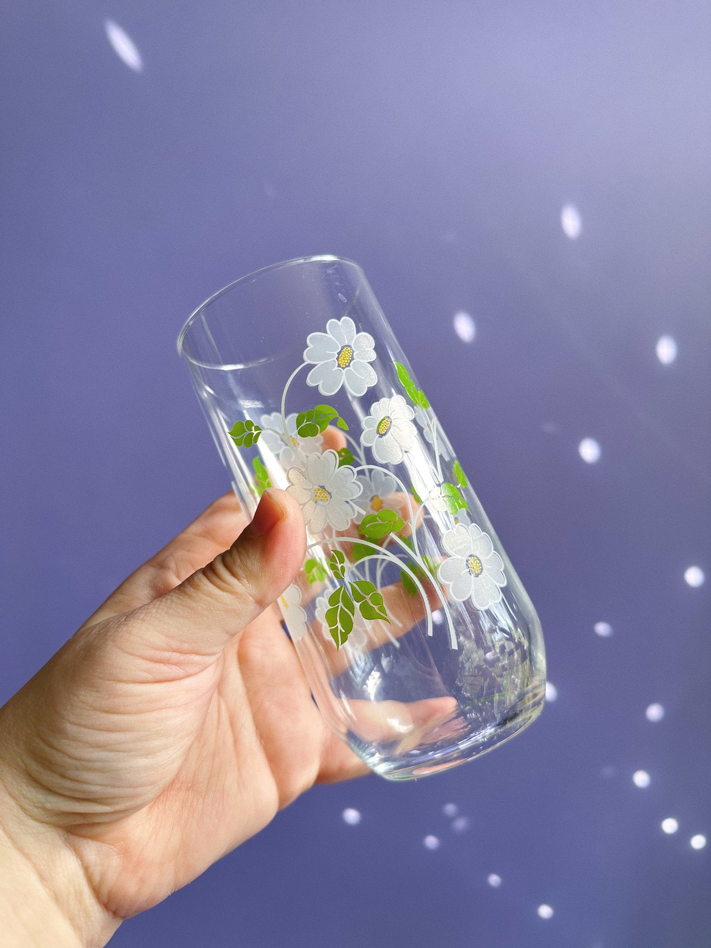 Set of 4 Vintage Daisy Print Glass Tumblers