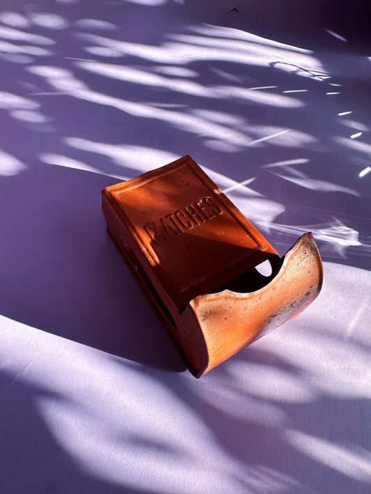 Vintage Tin Kitchen Match Box Holder Wall Mount Red