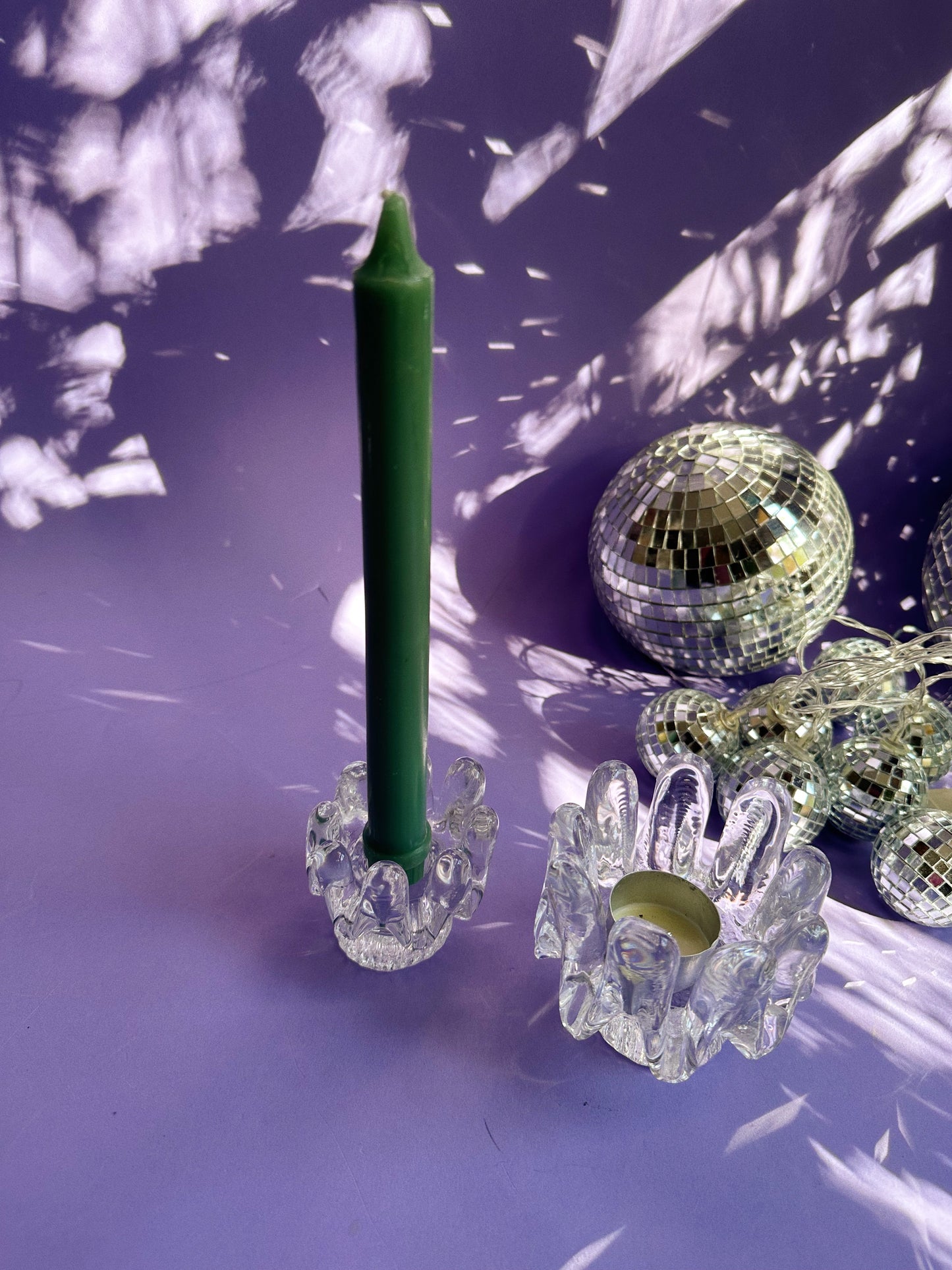 Vintage Goran Warff Kosta Boda Sunflower Glass Tea Light / Taper Holders