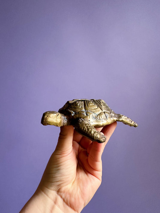 Vintage Brass Turtle Ashtray