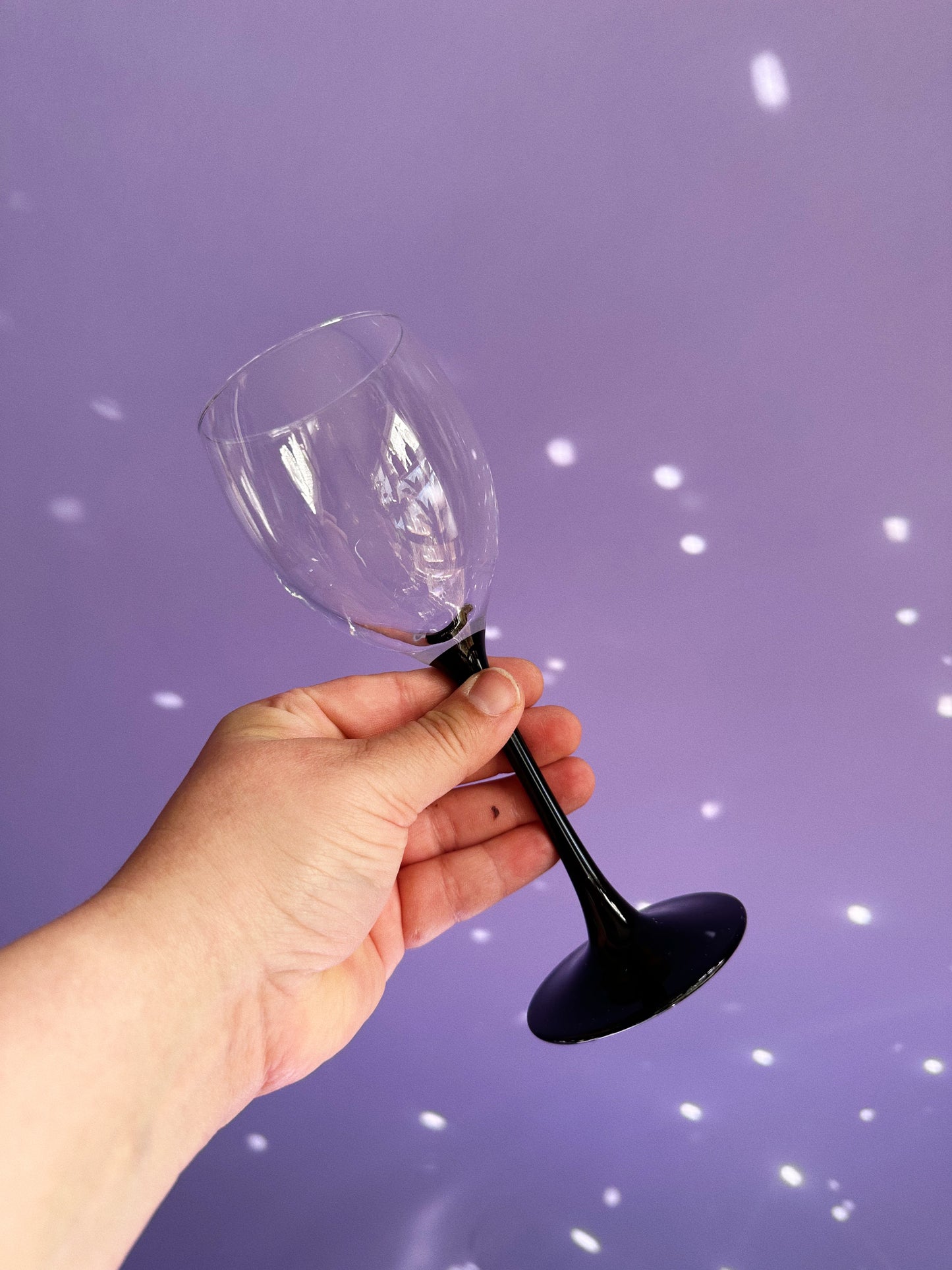 Vintage Black Stem Wine Glasses