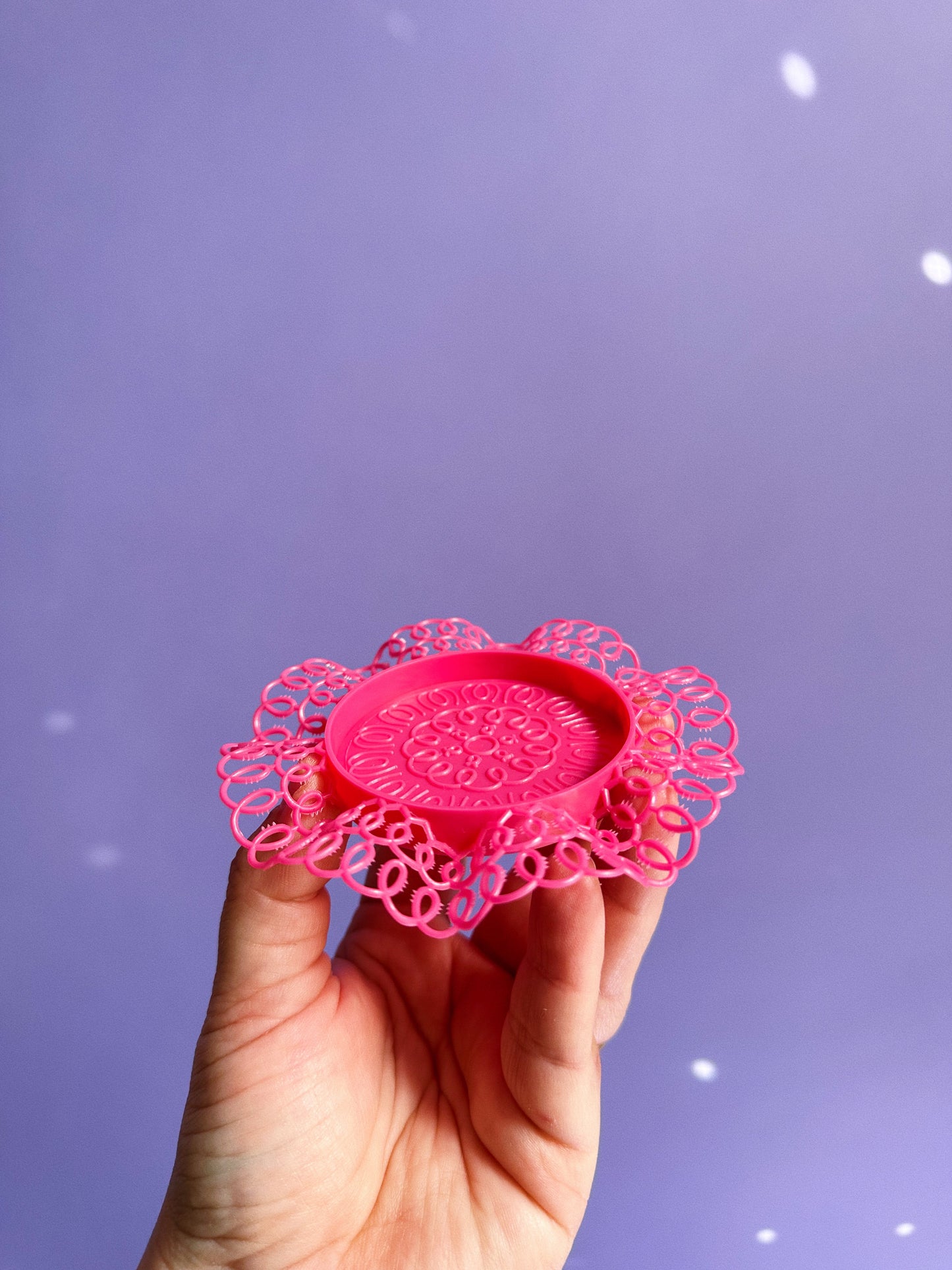 Vintage Lustro-Ware Plastic Lace Ruffled Edge Coasters Set of 6 Original Box Japan