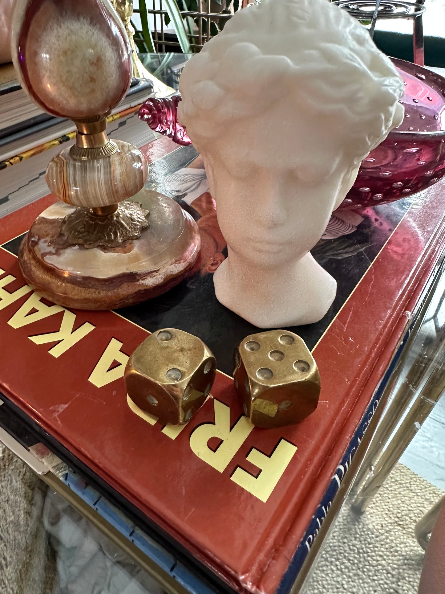Vintage Pair of Solid Brass Dice