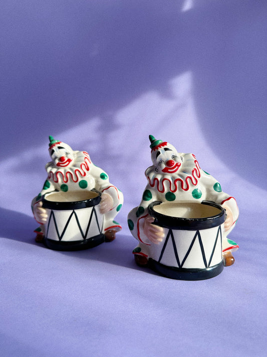 Vintage 1950s Ceramic Clown Wall Pockets