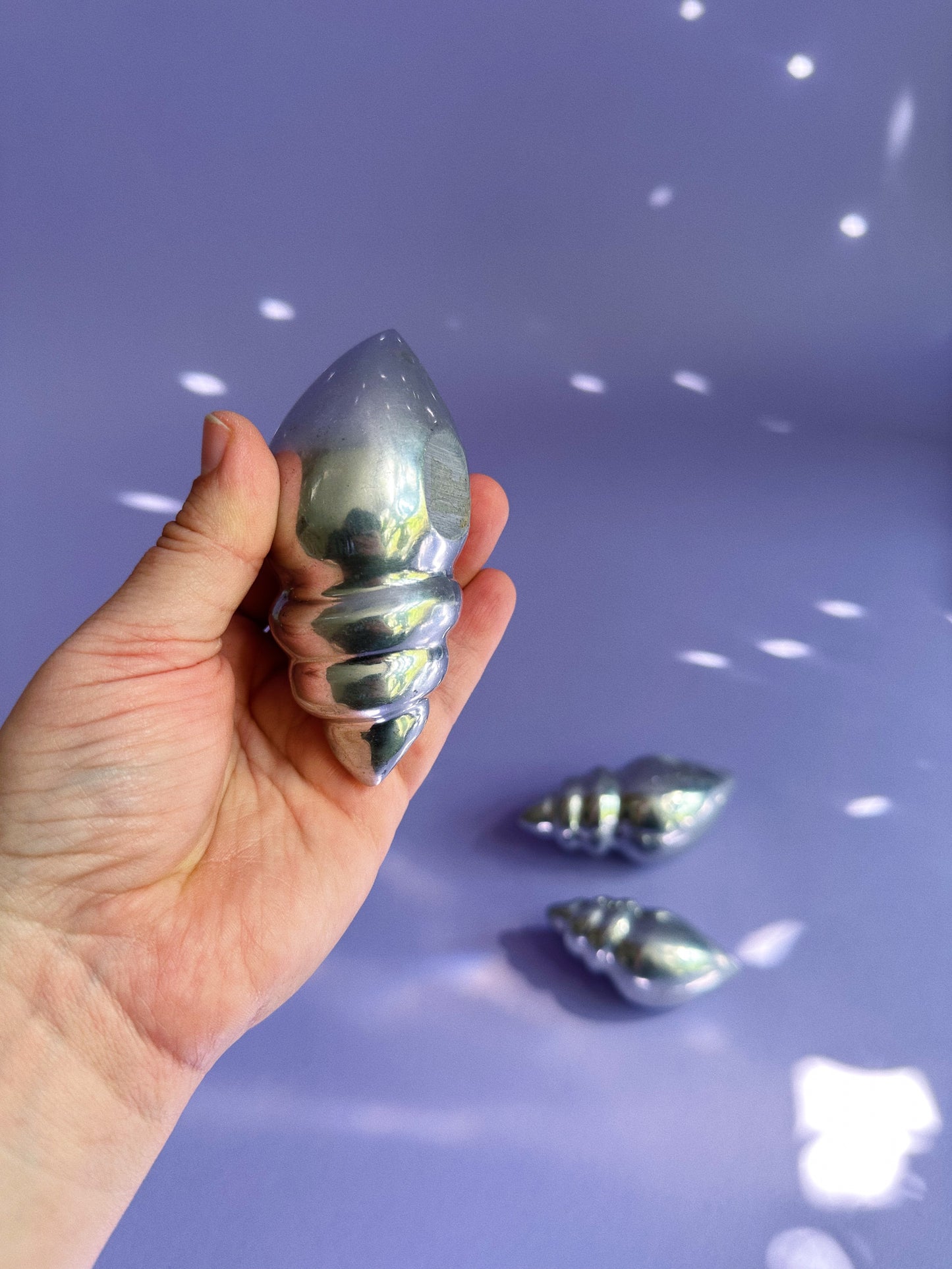 Set of 3 Vintage Aluminum Sea Shell Paper Weights