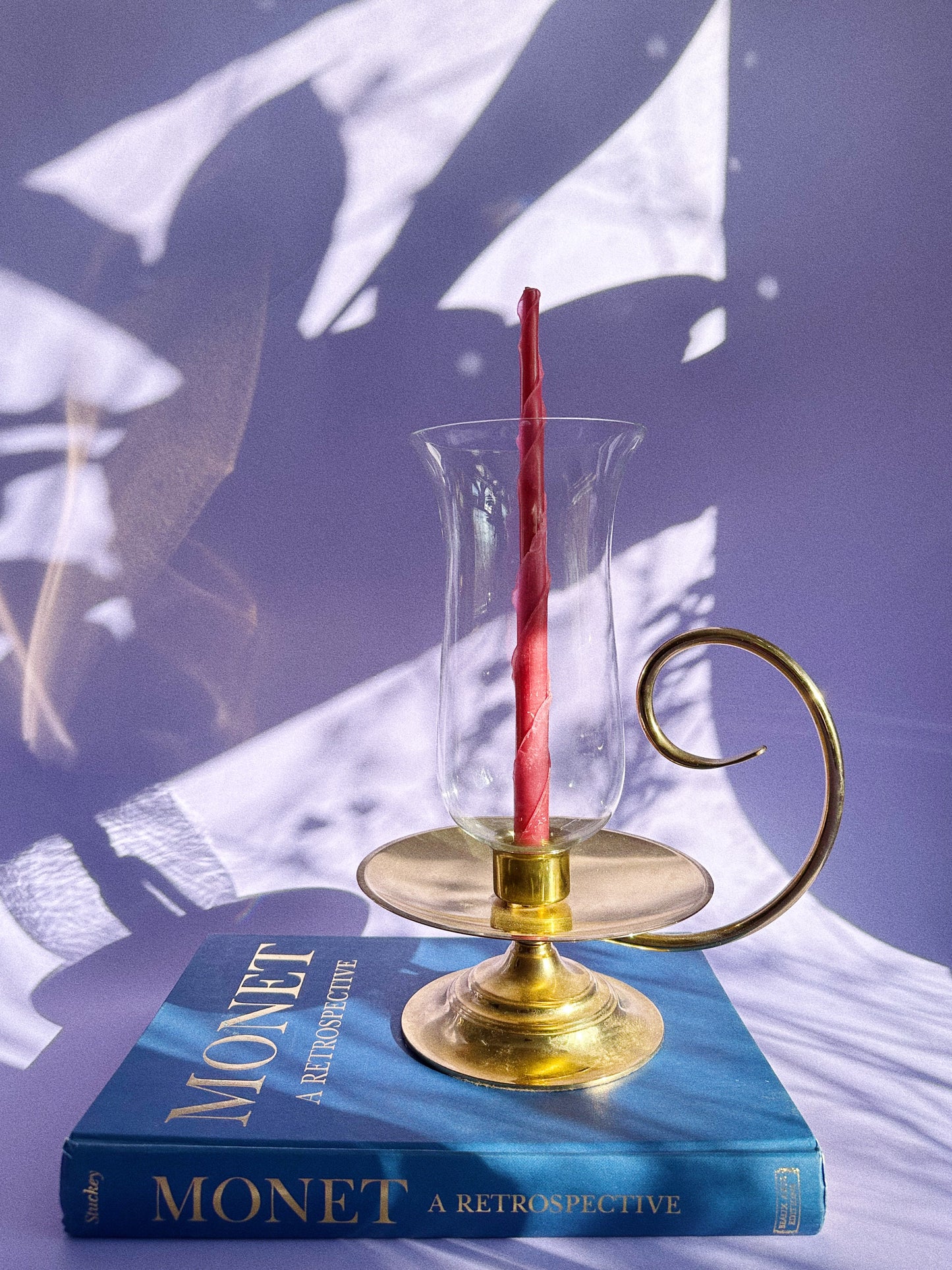 Vintage Baldwin USA Solid Brass Hurricane Candle Holder Lamp Glass