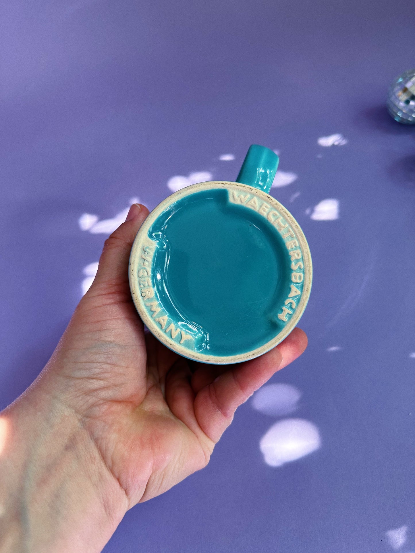 Vintage 90s Waechtersbach West Germany Mug Turquoise Aqua Chicago