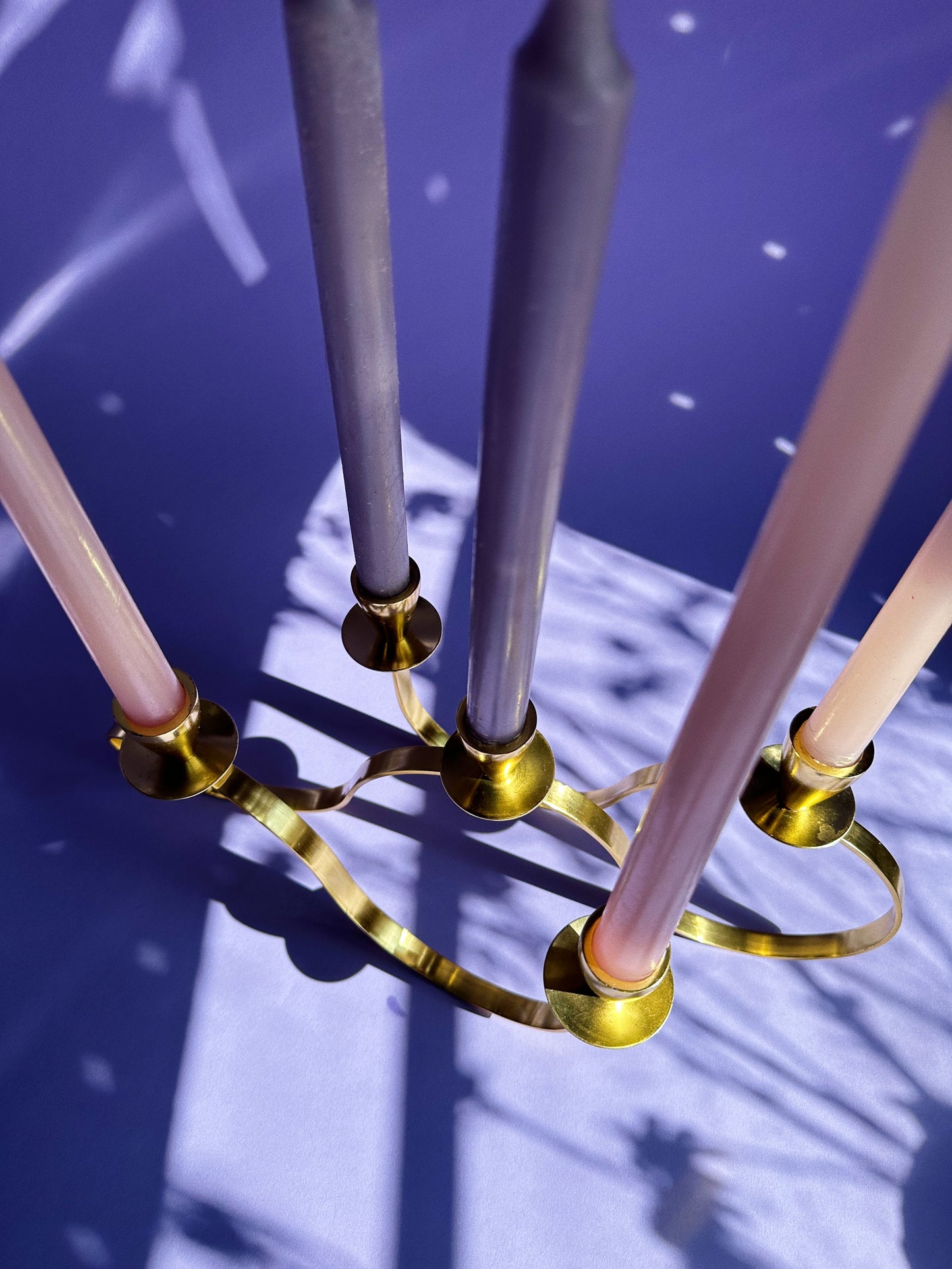 Vintage Lacquered Brass 5 Candle Candelabra