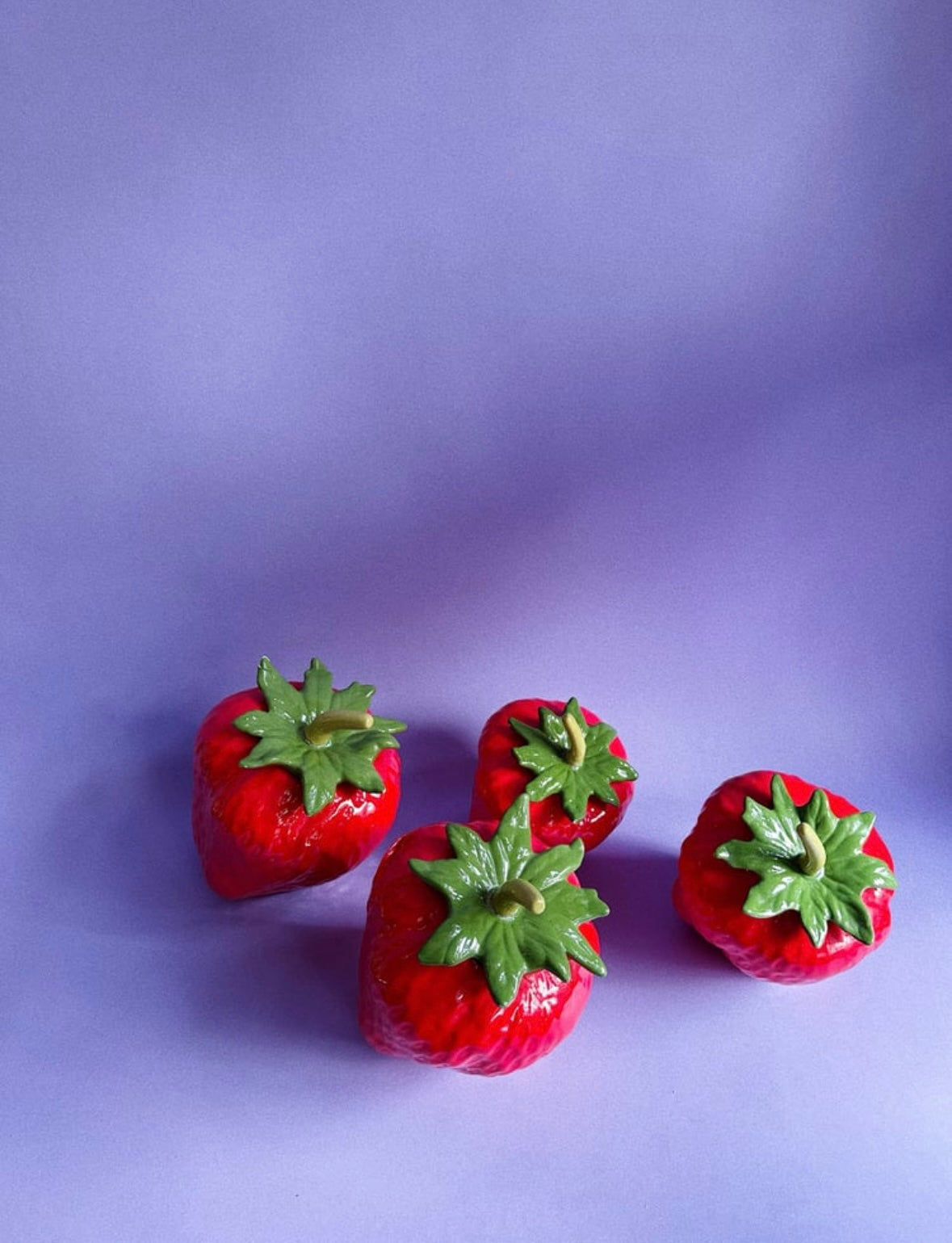 Vintage Set of 4 Ceramic Glazed Strawberry Canisters