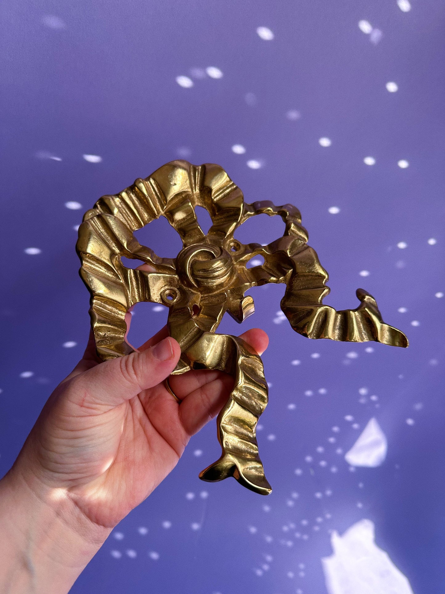 Vintage Heavy Brass Bow Wall Hook