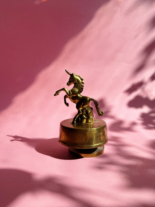Vintage Solid Brass Unicorn Music Box