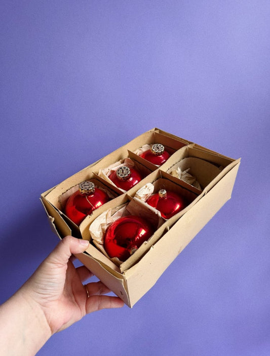 Vintage Red Glass Large Christmas Ornaments