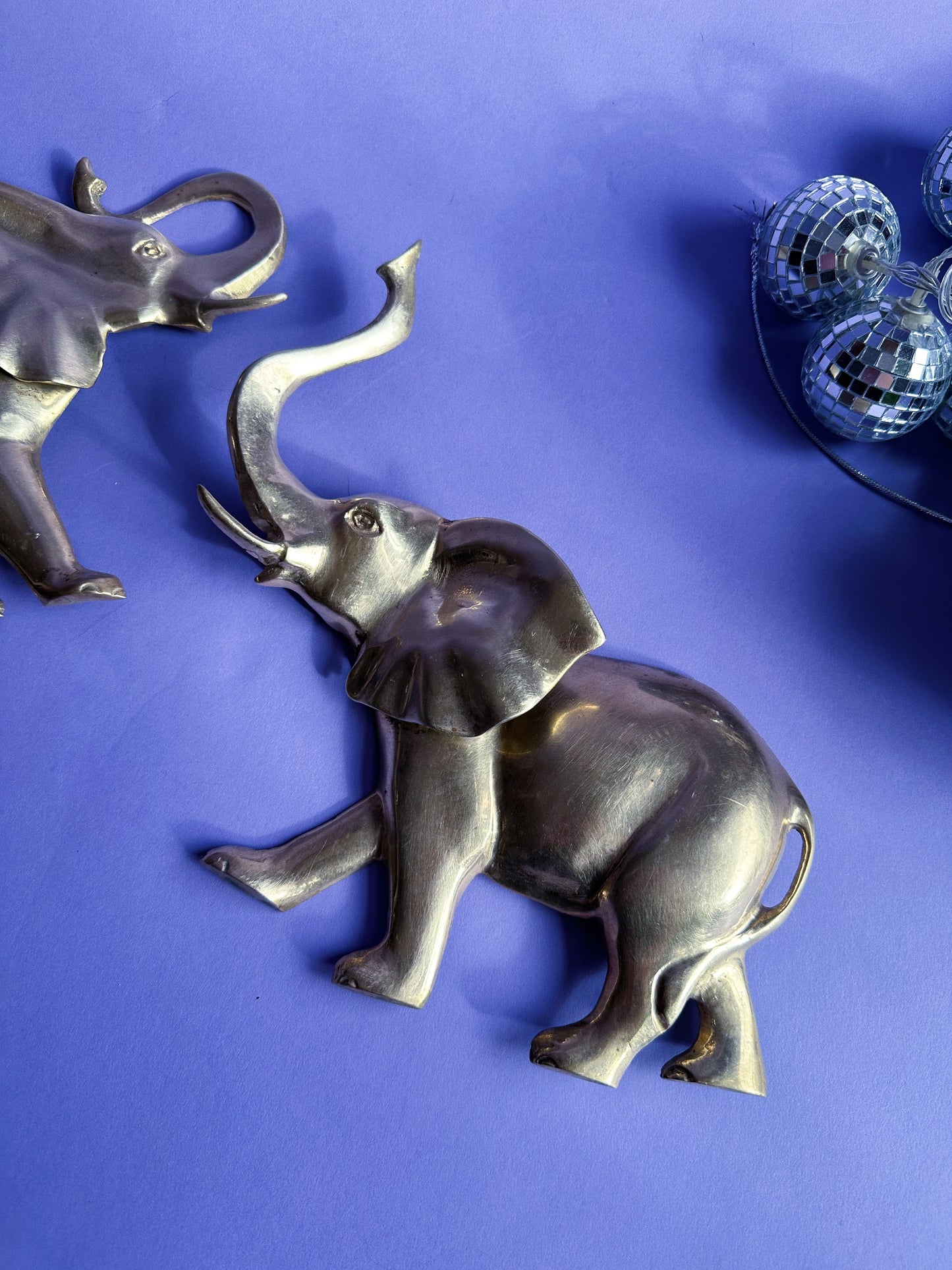 Vintage Brass Wall Hanging Elephant Pair