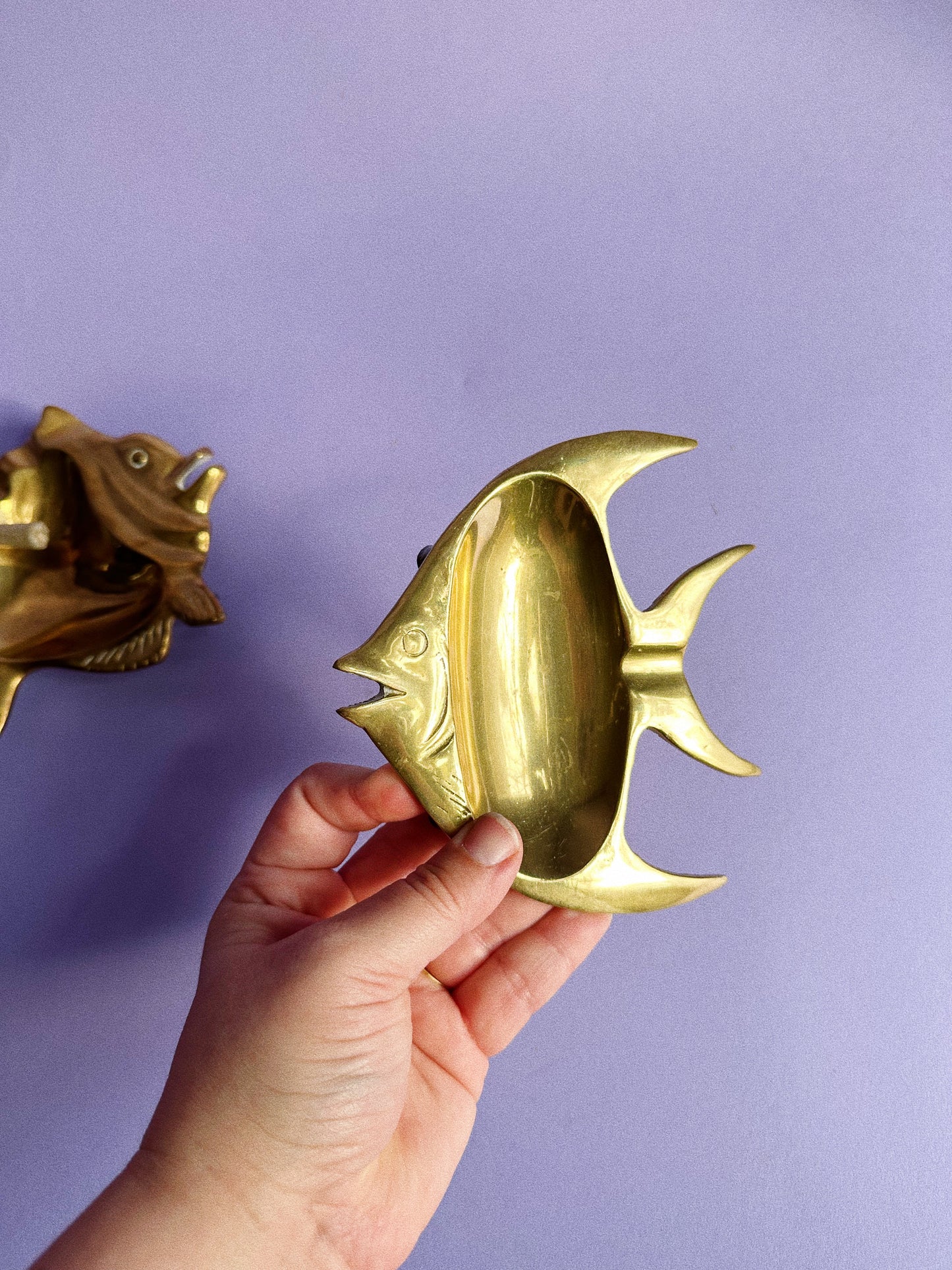 Vintage Solid Brass Fish Ashtrays