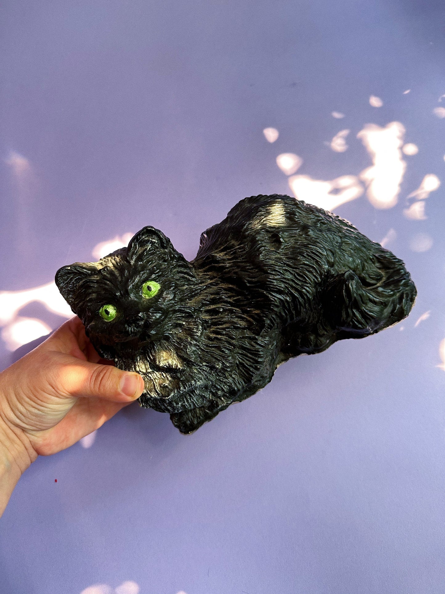 Vintage Very Heavy Cement Black Cat Door Stop