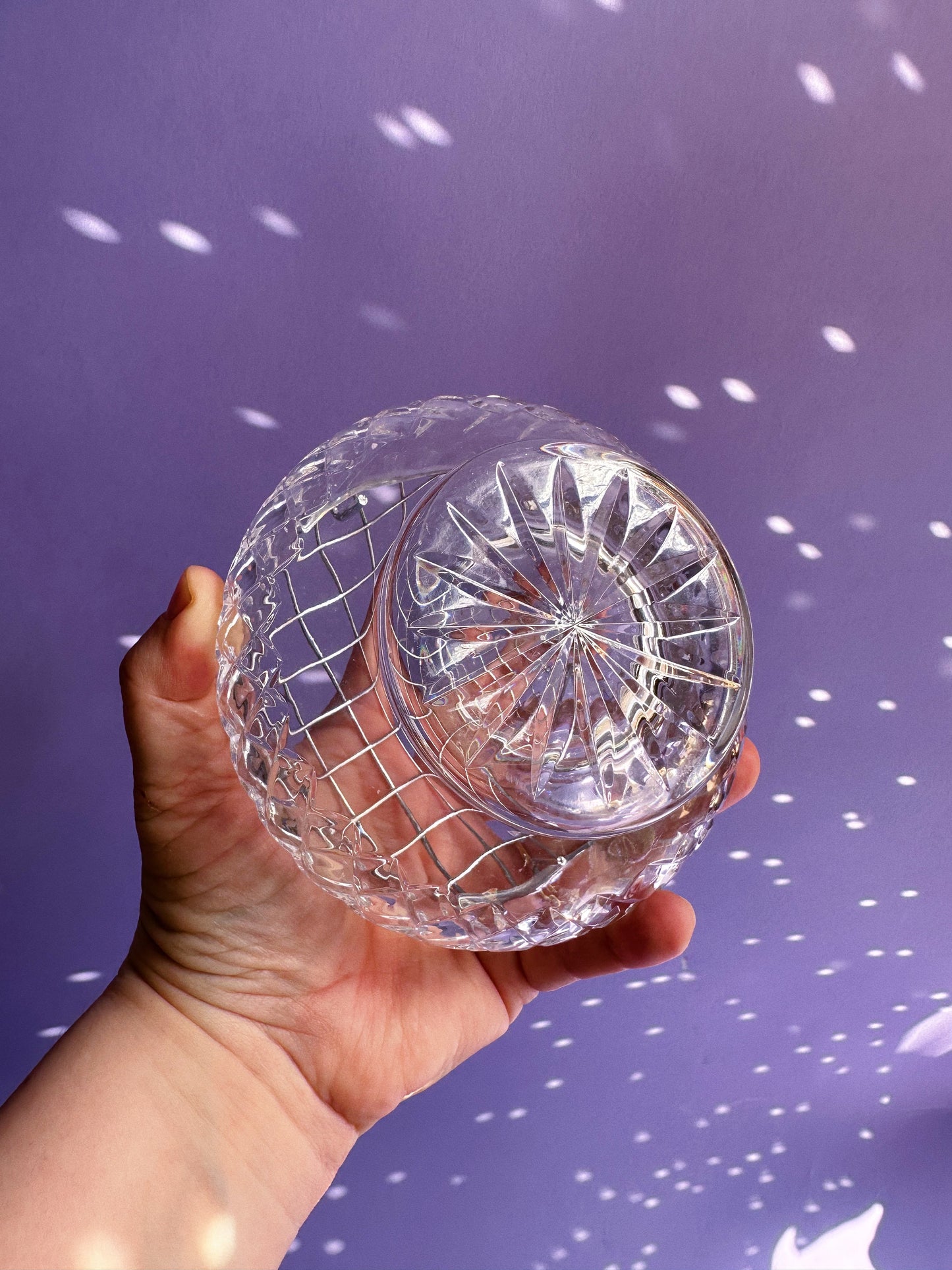 Clear Cut MCG Metropoliton Glass Flower Frog Bowl with Metal Grid