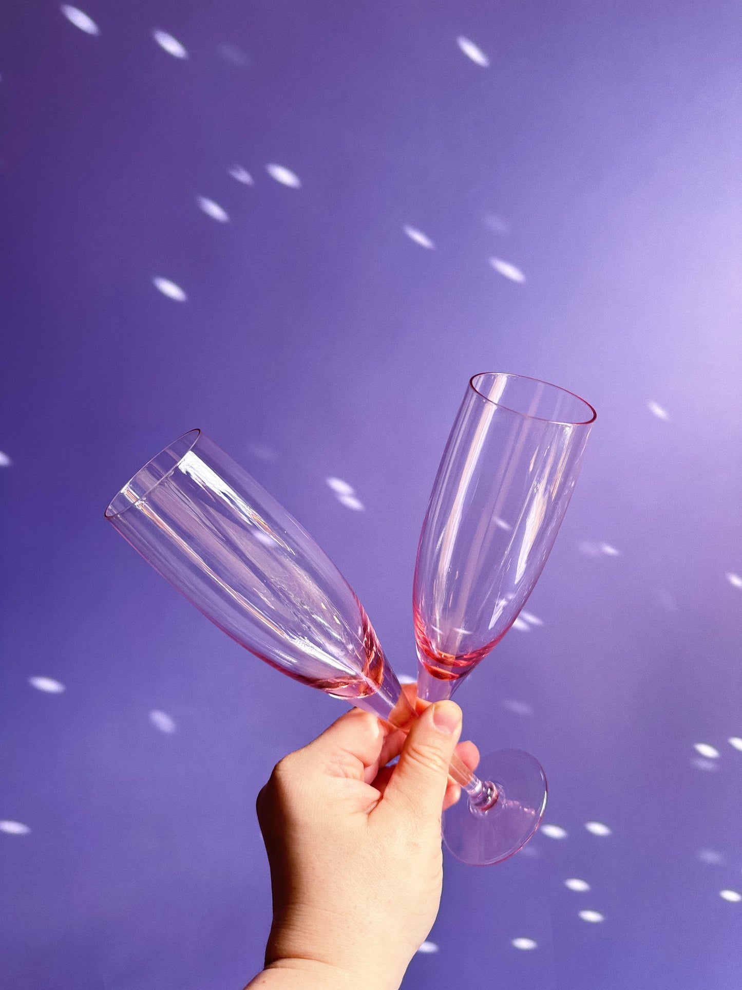 Pair of Gorgeous Pink Champagne Flutes