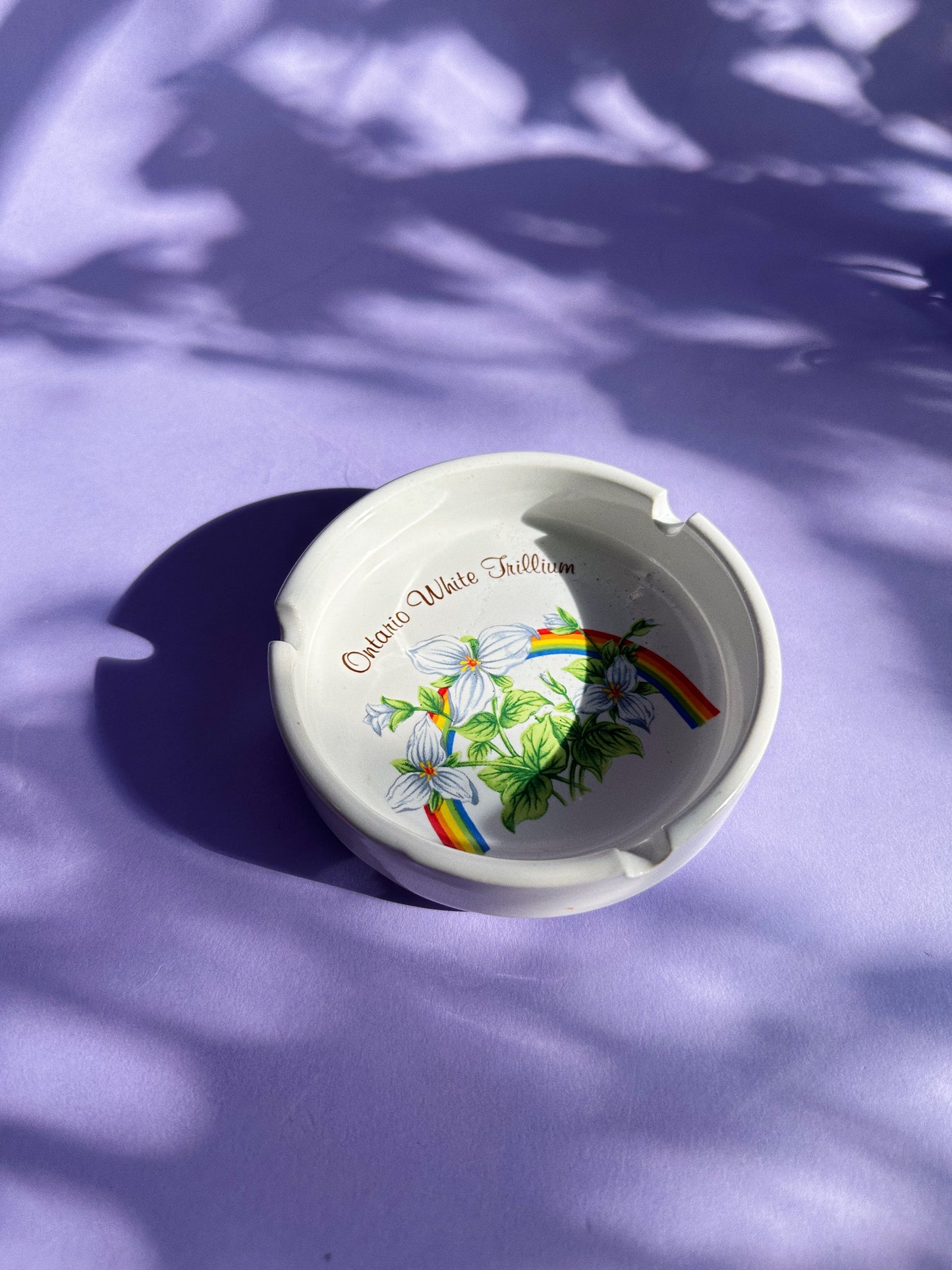 Vintage Ontario White Trillium Ashtray / Throw Dish