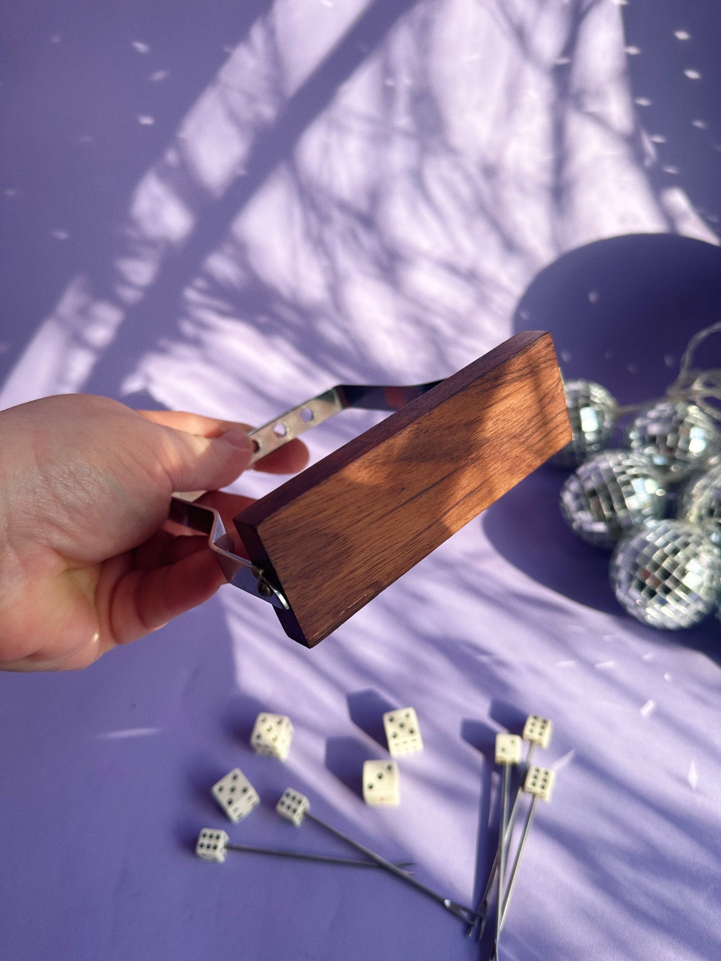 Vintage Dice Cocktail Picks with Holder: Mid-Century Martini Olive Sticks