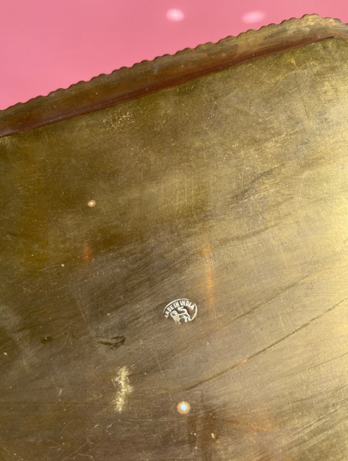 Antique Solid Brass & Enamel Peacock Tray