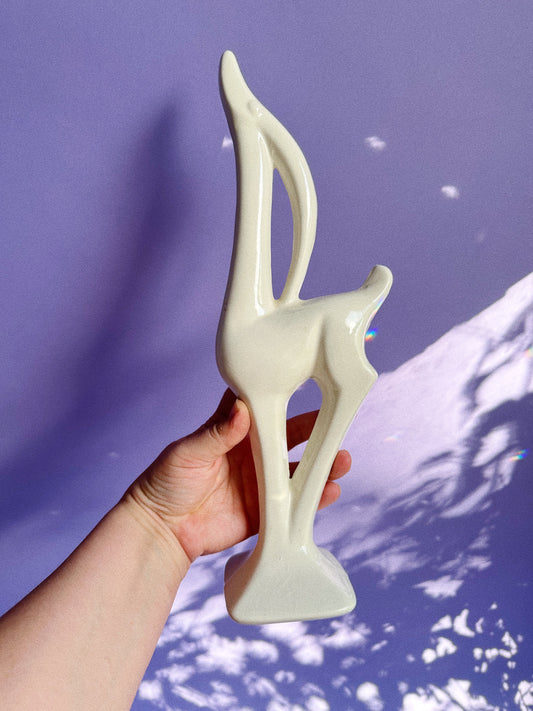 Vintage White Minimalist Post Modern Gazelle Statue