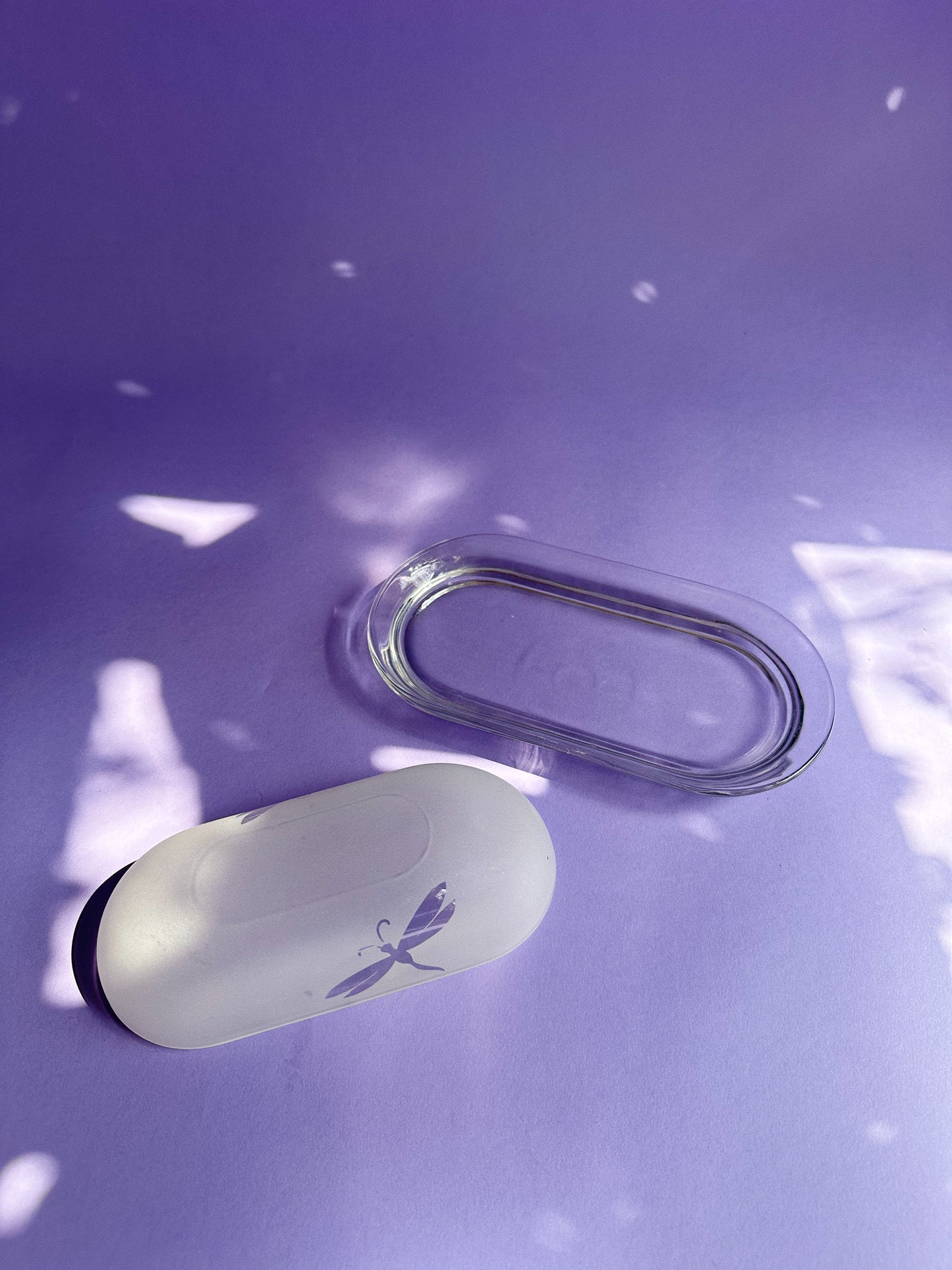 Vintage Frosted Dragonfly Butter Dish