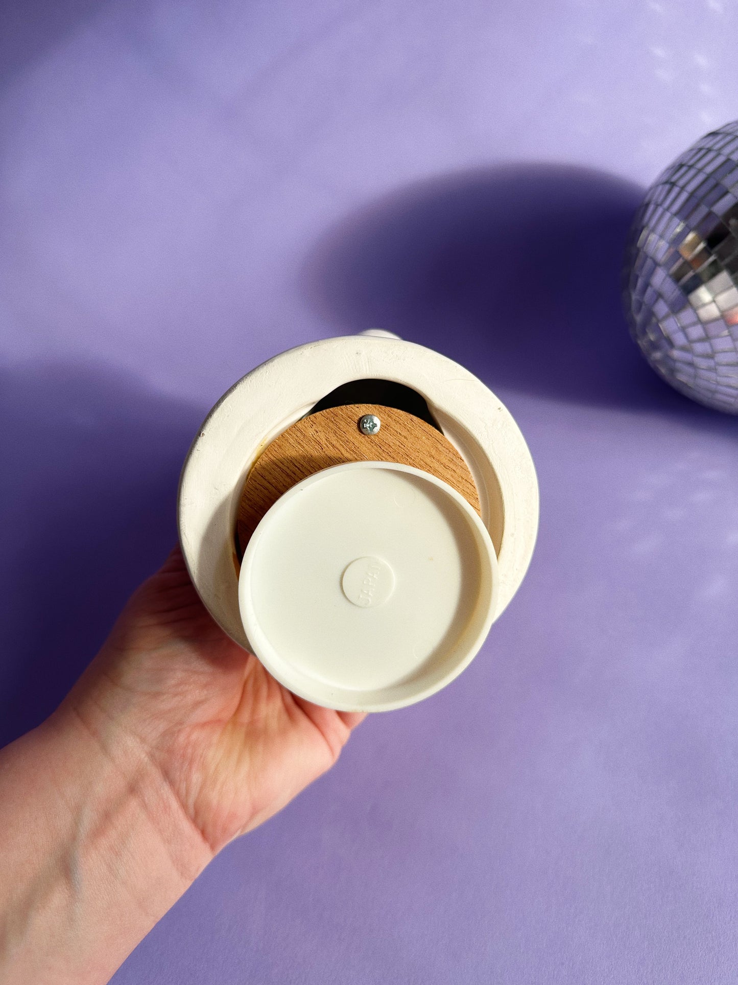 Vintage Spinning Porcelain Clown Pierrot Mime w Bowl 1980s Hand Painted Figurine