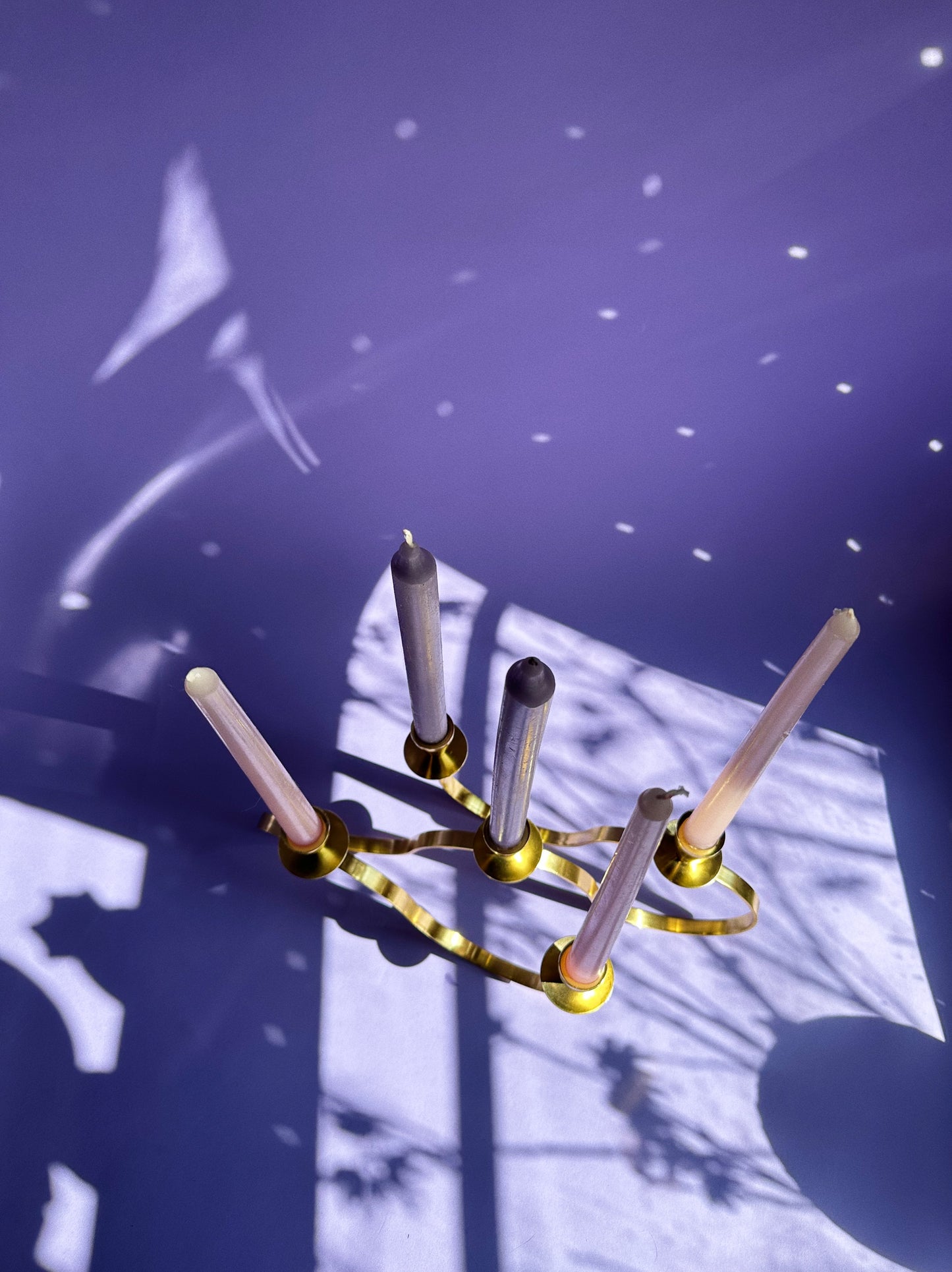 Vintage Lacquered Brass 5 Candle Candelabra