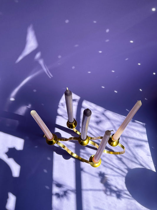 Vintage Lacquered Brass 5 Candle Candelabra