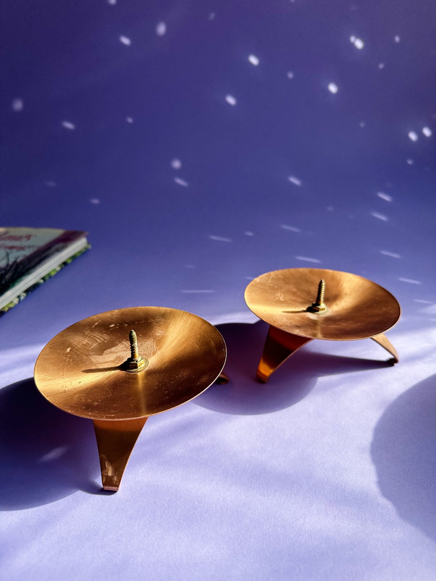 Vintage MCM Pair of Flower Tripod Holders, Or Candle Holders, by Vogue