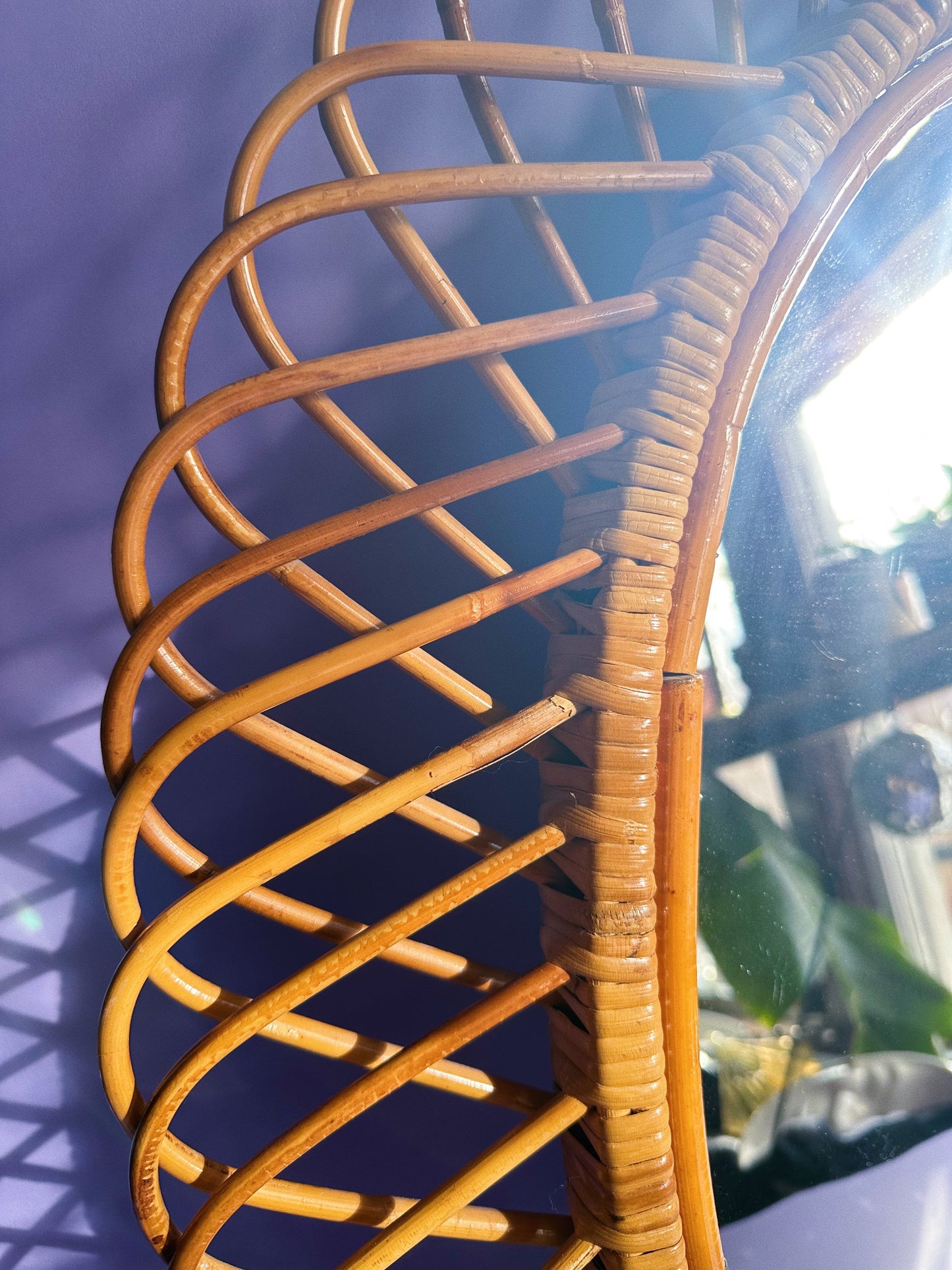 Rosenthal Netter Bamboo Rattan Mid Century Modern Oval Mirror MCM