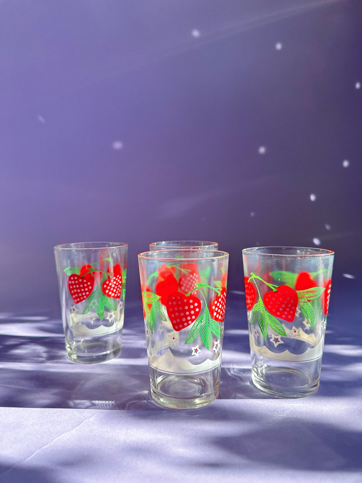 Sweet Vintage Strawberry Set of 4 Juice Glasses