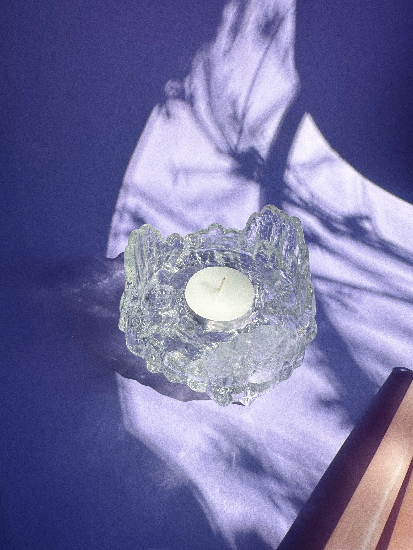 Vintage MCM L.E. Smith Reversible Crystal Ice Candle Holder