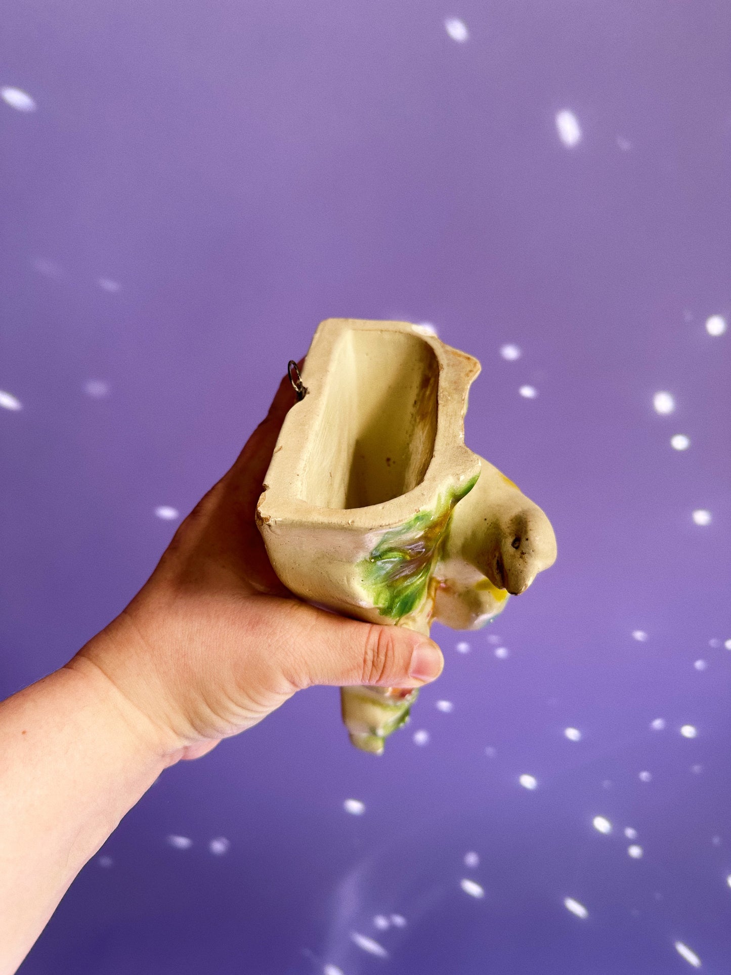 Vintage Chalkware Bird Wall Pocket